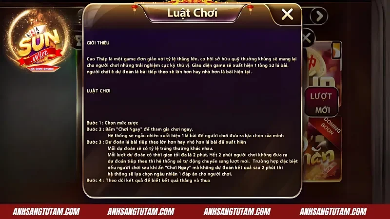 Luật chơi game bài trên dưới